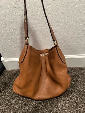 Michael Kors Pebbled Leather Hobo Shoulder Bag in Brown